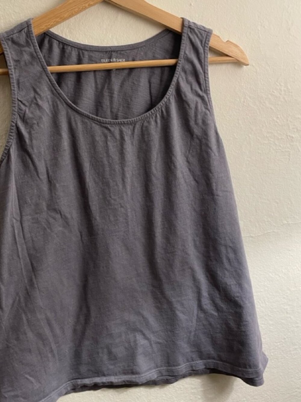 Eileen Fisher Organic Cotton Tank for Lounging, Sleep, Sz S, Gray, Sustainable